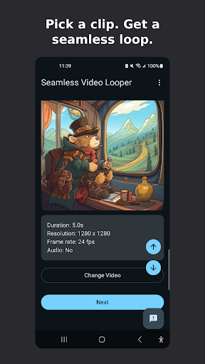 A selected video with duration, resolution, frame rate, and audio information.